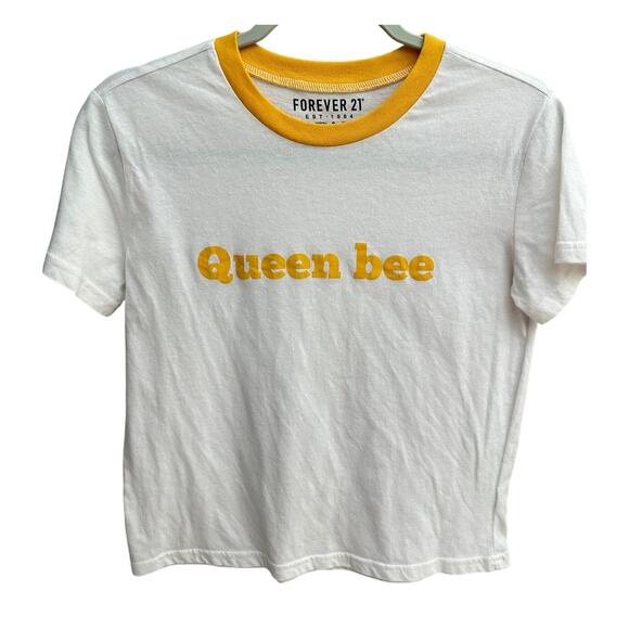Queen Bee Yellow Ringer Graphic Tee - Size Small - Picture 1 of 2